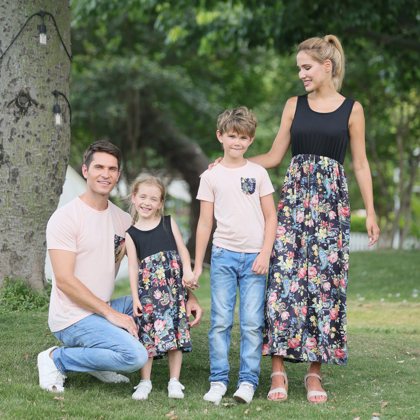 Family Matching Floral Print Pink Bodysuit Sweatshirt-kissminis