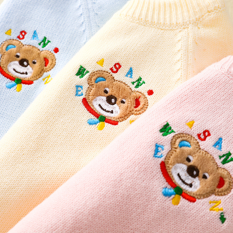 Baby Boy/Girl Simple Bear Ribbed Knit Set-kissminis