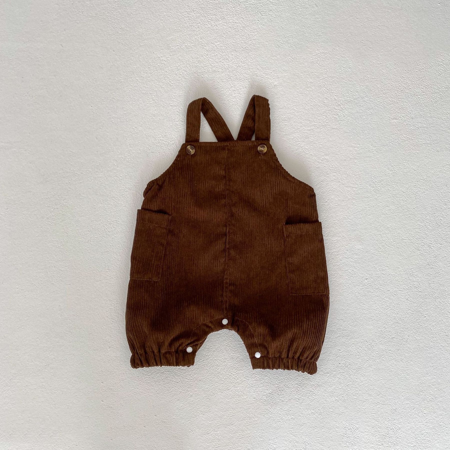 Baby Boy/Girl Corduroy Double Side Pockets Overalls Romper-kissminis