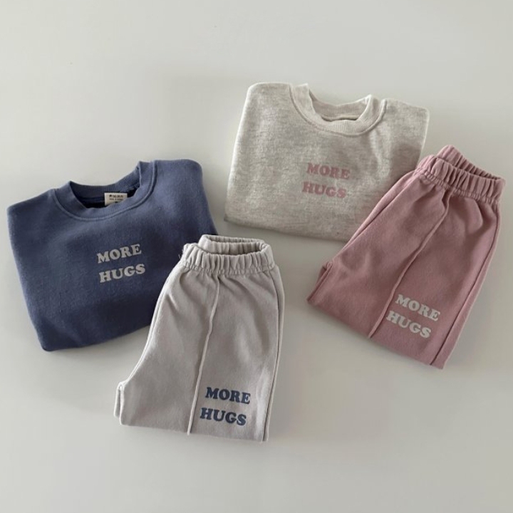 2pcs Baby Solid Color 'MORE HUGS' Sweatshirt and Pants Set-kissminis