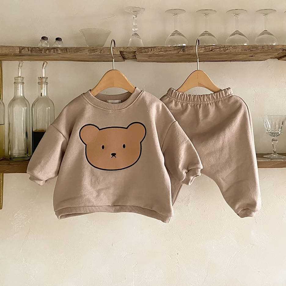 Toddler Boy/Girl Adorkable Bear Print Pullover Sweatshirt and Casual Pants Set