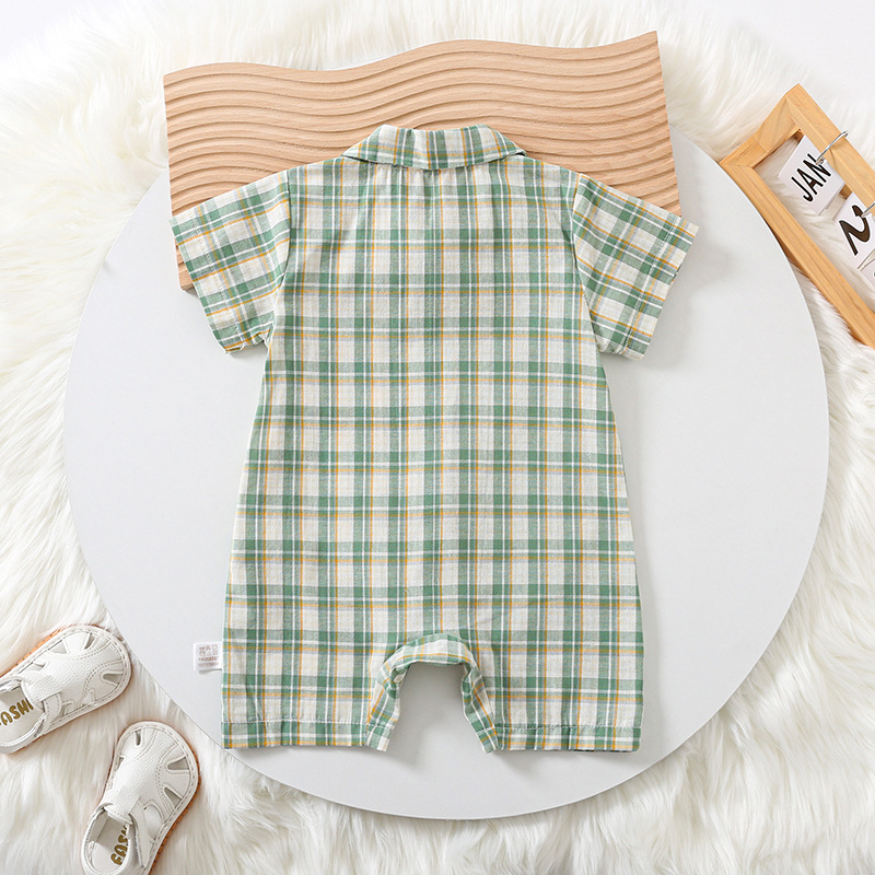 Checkered Pocket Duck Romper -kissminis