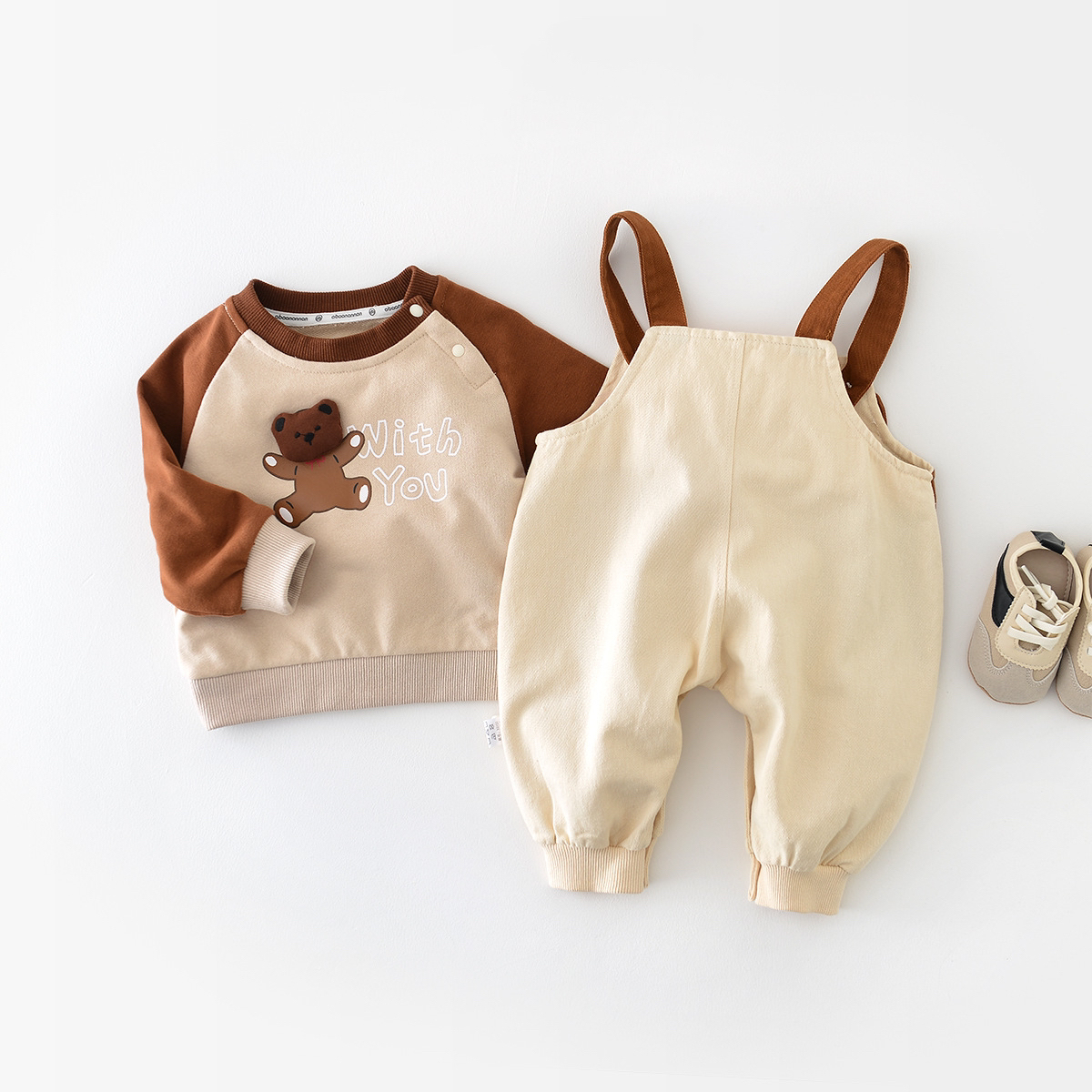 Baby Boy/Girl Cartoon Bear Pattern Overalls-kissminis