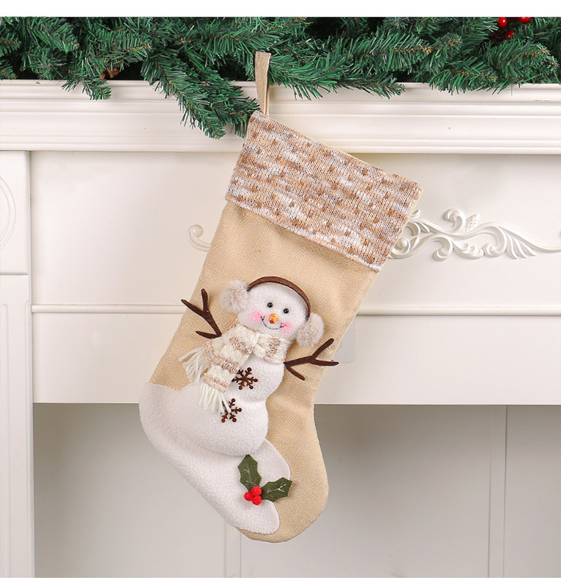 Christmas Style Cute Snowman Pattern Sock Decorations-kissminis