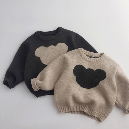 Baby Boy/Girl Bear Pattern Long Sleeve Pullover Sweater
