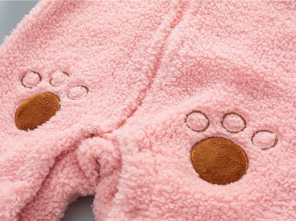 Baby Boy/Girl Bear Graphic Hooded Fluff Long Sleeve Romper-kissminis