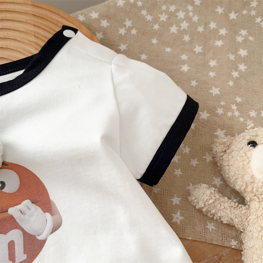 Baby Boy Chocolate Pea Print Romper-kissminis