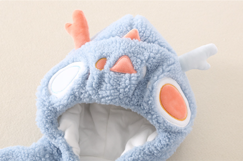 Baby Boy/Girl Winter Cute Dinosaur Design Fluff Long Sleeve Hooded Romper-kissminis