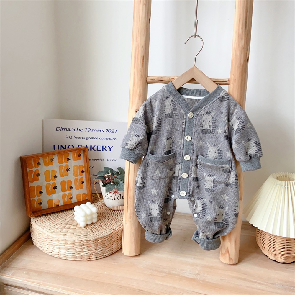 Newborn Baby Boy/Girl Zebra Pattern Long Sleeve Romper-kissminis