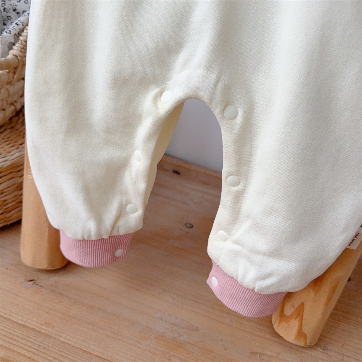 Puppy-face Design and “CUTE” Text Pink and Cream Romper