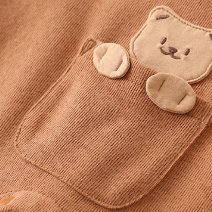 Baby Boy/Girl Allover Bear Graphics Mock Two-pieces Long Sleeve Romper-kissminis