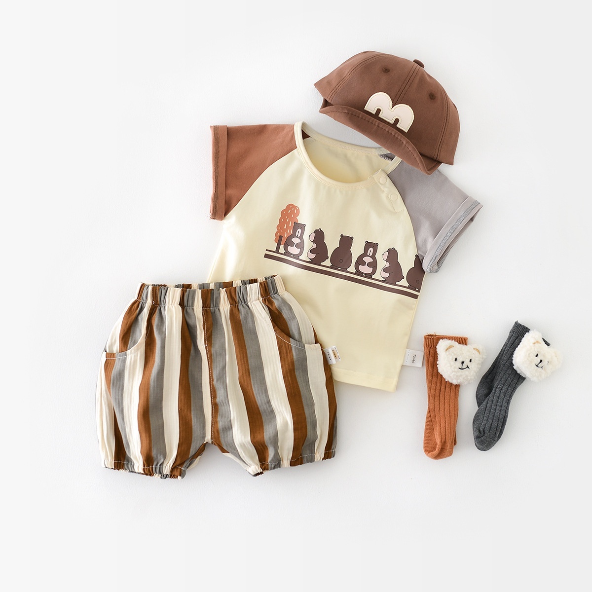 2pcs Baby Boy/Girl Bear Print T-shirt with Pant Set-kissminis