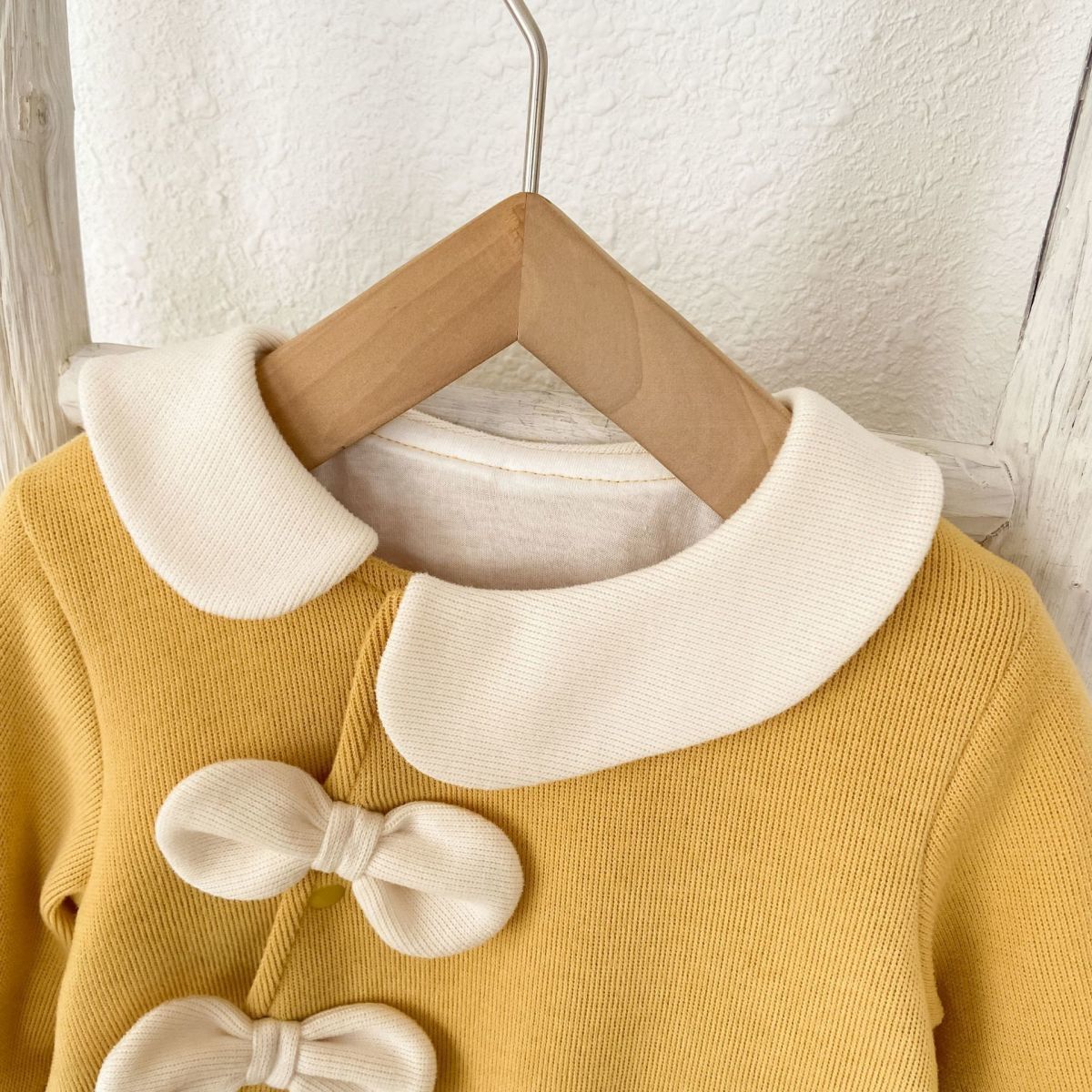 Baby Girl Bow Tie with Lapel Collar Long Sleeve Romper with Hat-kissminis