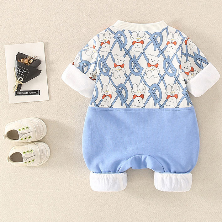 Fake Two Pieces Straps 3D Bear Romper-kissminis