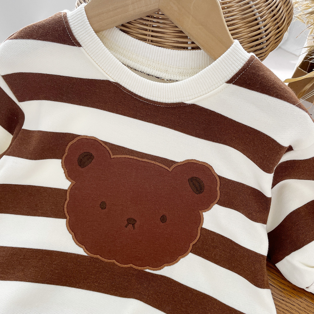 Baby Boy/Girl 95% Cotton Cute Bear Rabbit Graphic Stripe Long Sleeve Romper-kissminis