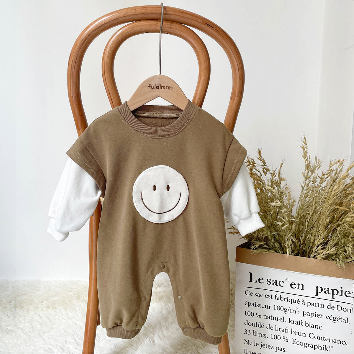 Smiley Face Pattern Simple treasure Romper -kissminis