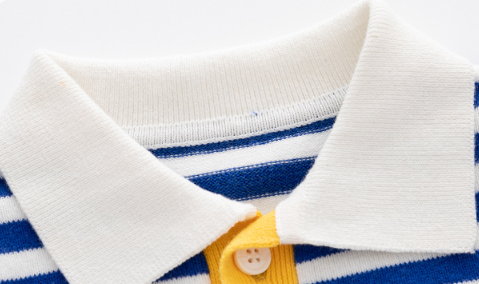 Toddler Boy/Girl Cute Bear Print Polo Collar Striped Long Sleeve Sweatshirt-kissminis