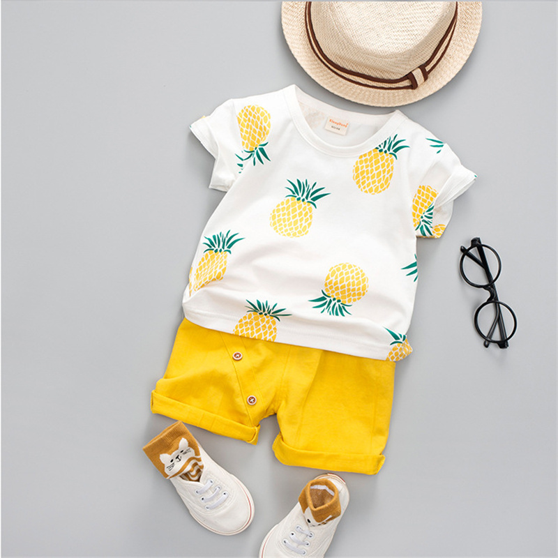 2pcs BabyBoy Fruit Pineapple T-shirt with Pant Set