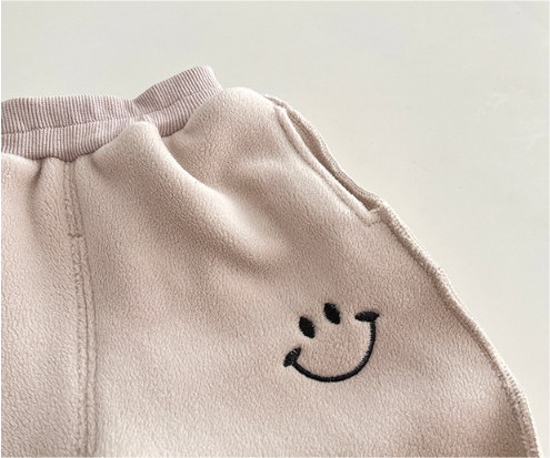 Toddler Boy/Girl Solid Color Smile Face Pattern Long Pants -kissminis