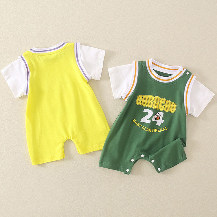 Baby Fake Two Piece 24 Jerseys Short Sleeve Romper-kissminis