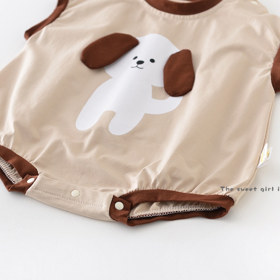 Baby Boy/Girl Puppy Cartoon Bodysuit-kissminis