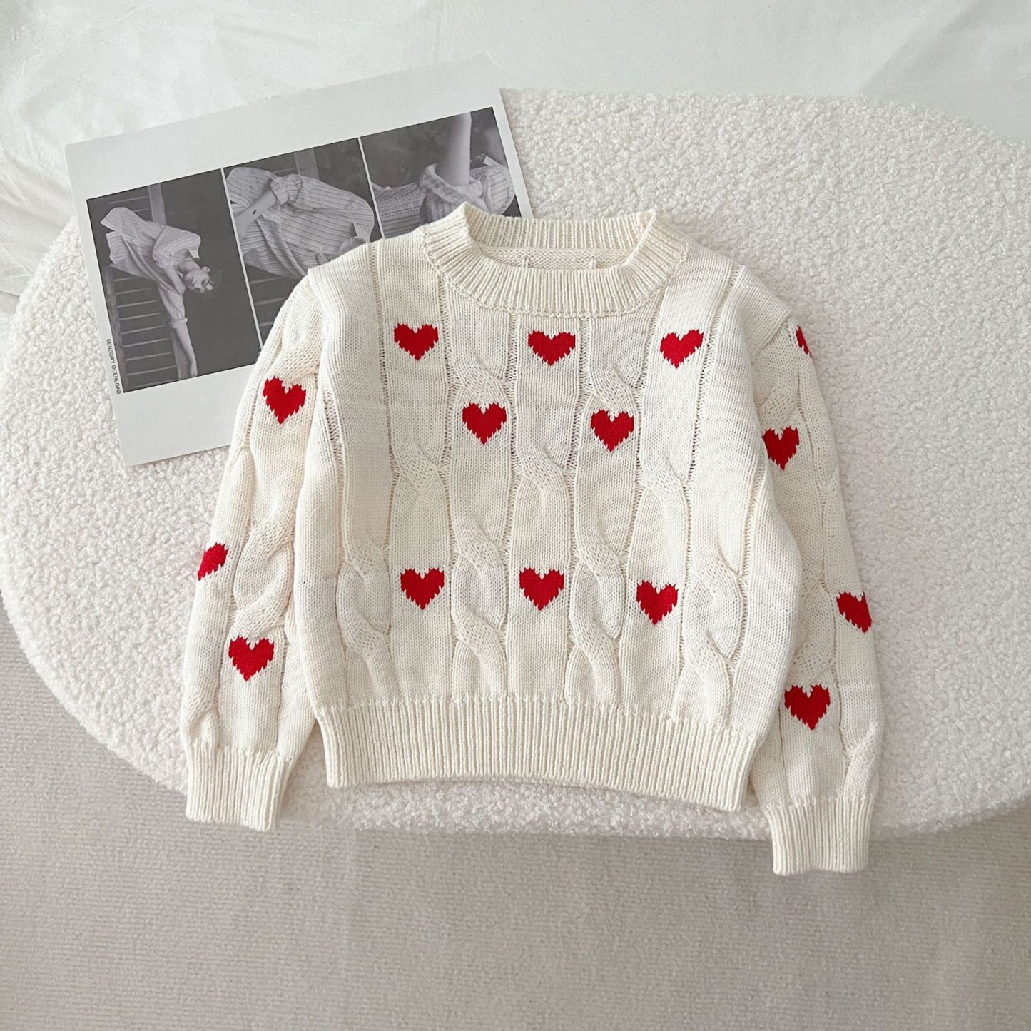 2pcs Baby Allover Heart Pattern Woolen Pullover Knit Sweater-kissminis