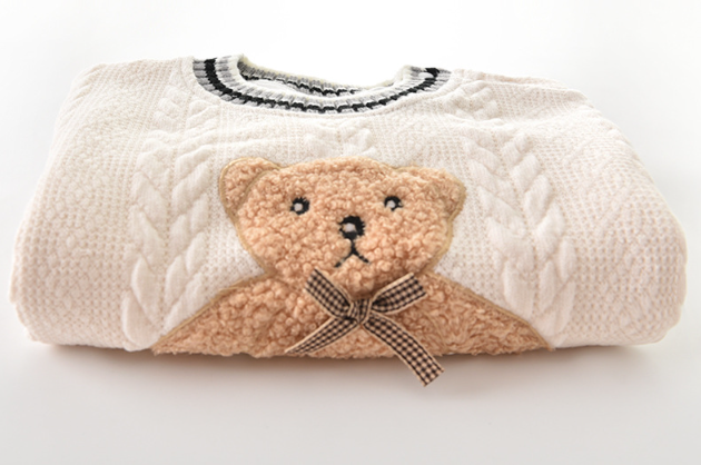 Baby Boy/Girl Cute Cartoon Bear Knitted Long Sleeve Romper-kissminis