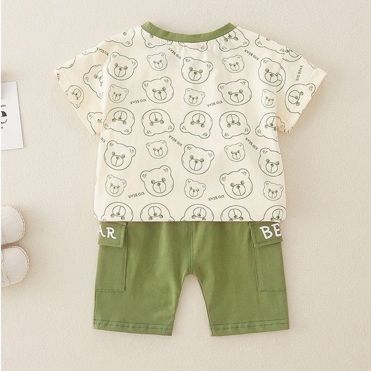 2pcs Baby Boy Nice Bear Print T-shirt with Pant Set-kissminis