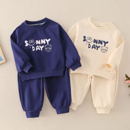 2pcs Baby Cartoon Alphabet Casual Set