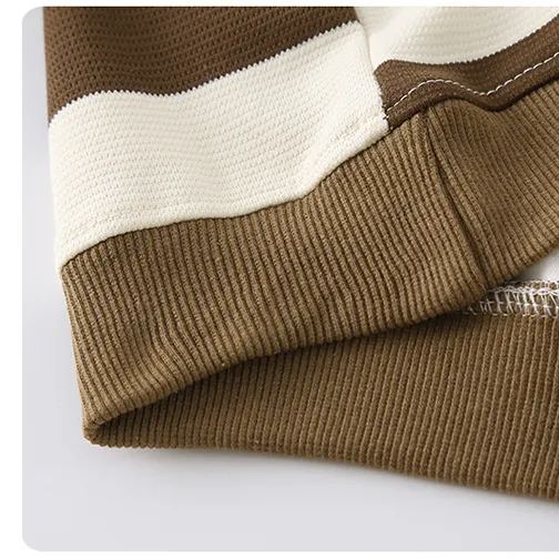 2pcs Baby Boy Cartoon Bear Striped Casual Sweatshirt Set