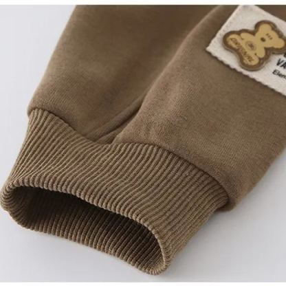 2pcs Baby Boy Cartoon Bear Striped Casual Sweatshirt Set