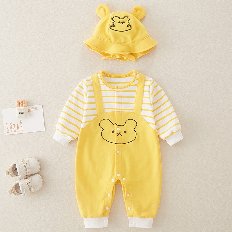 Baby Unisex Cartoon Hoodie Long Sleeve Romper