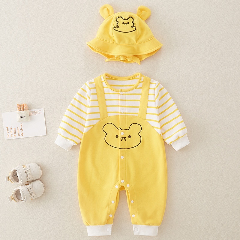 Baby Unisex Cartoon Hoodie Long Sleeve Romper - kissminis