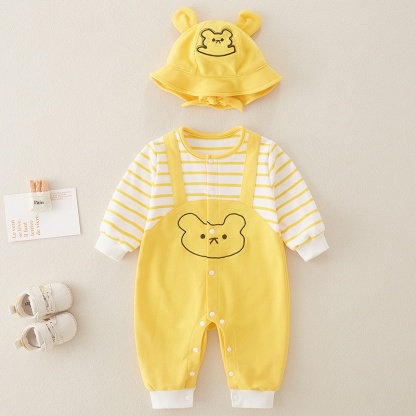 Baby Unisex Cartoon Hoodie Long Sleeve Romper