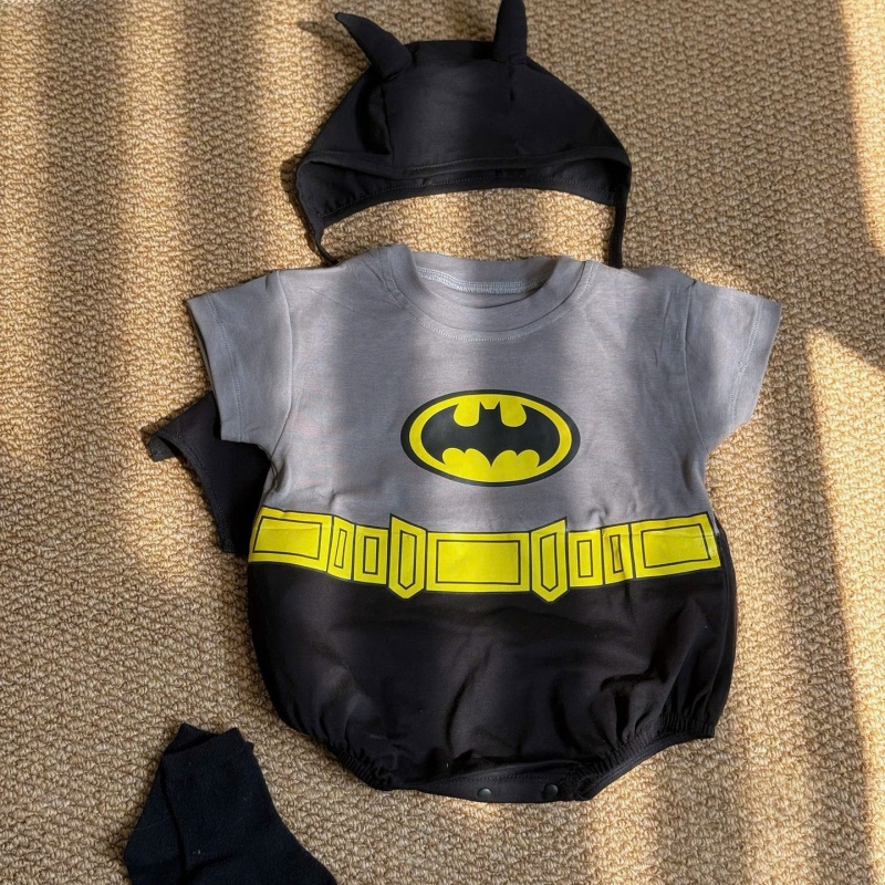 Batman Style Short Sleeve Baby Romper Set