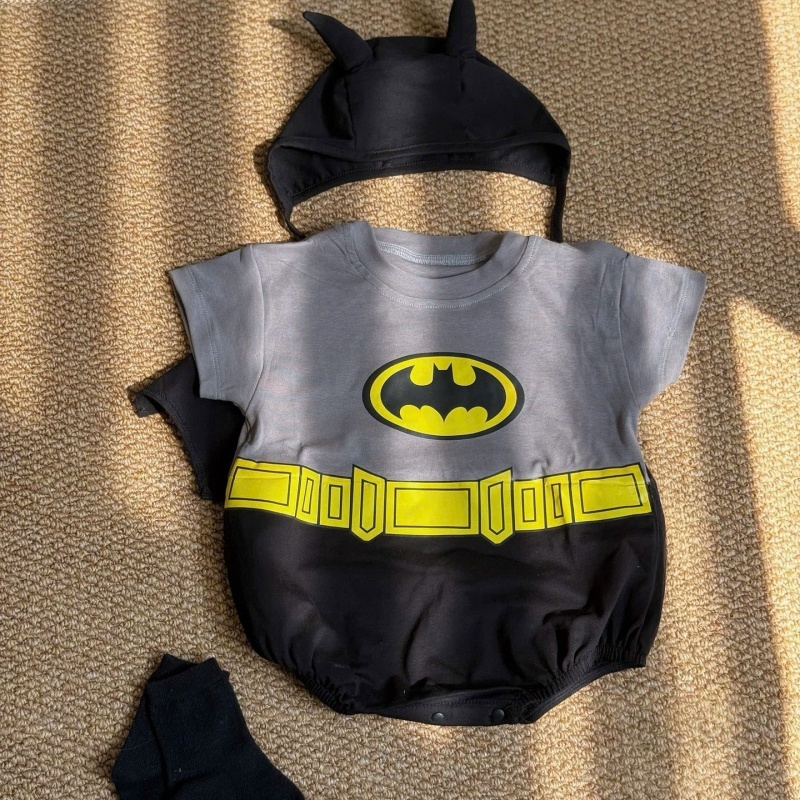 Batman Style Short Sleeve Baby Romper Set