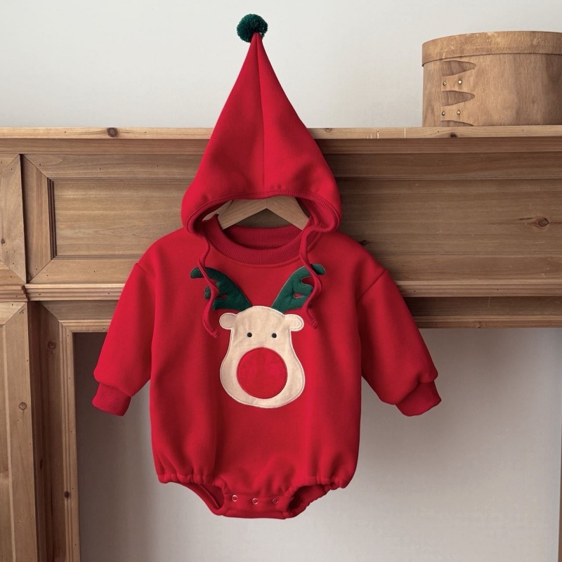 Cute Reindeer Embroidered Baby Romper Set - kissminis