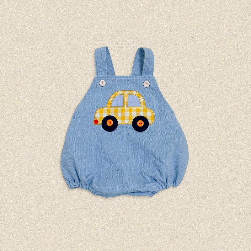 Car Embroidered Suspender Baby Romper Pants - kissminis