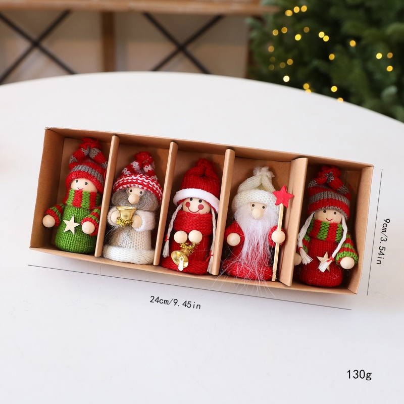 Christmas Santa Plush Hanging Ornaments 5 Pcs