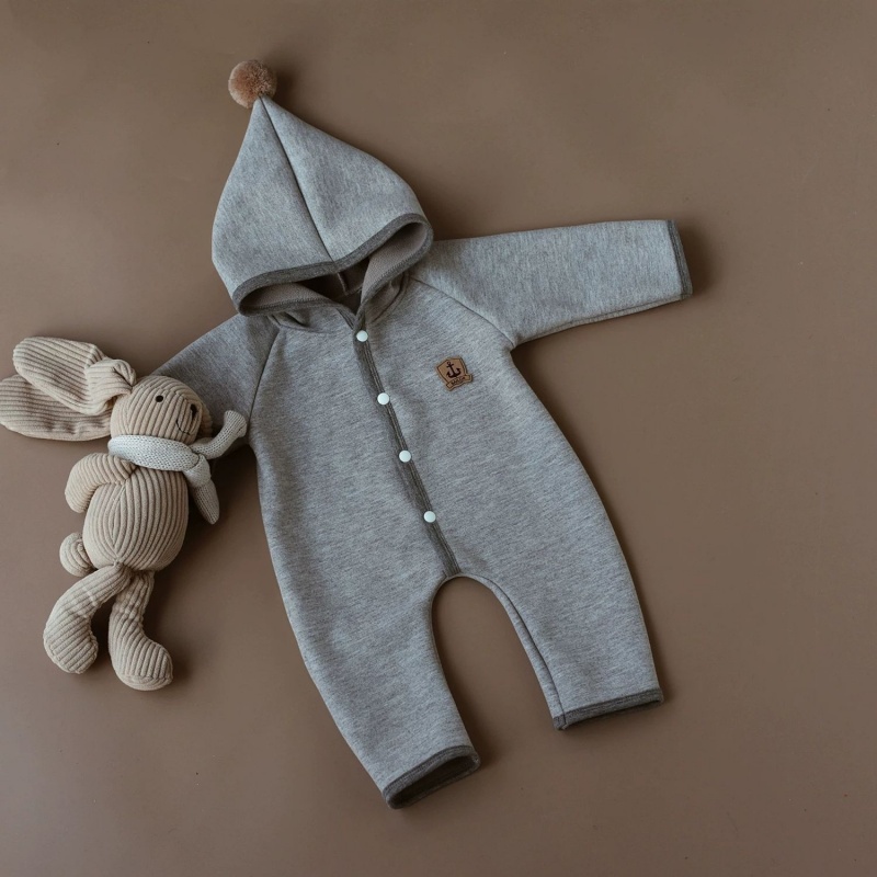 Baby Girl Hooded Warm Lined Romper