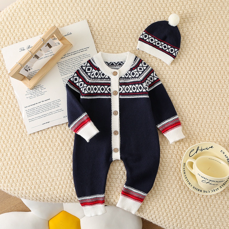 Baby Boy Sweater Long Sleeve Romper