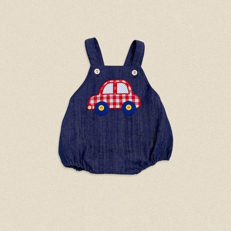 Car Embroidered Suspender Baby Romper Pants