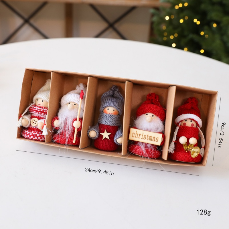 Christmas Santa Plush Hanging Ornaments 5 Pcs