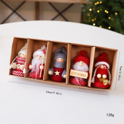 Christmas Santa Plush Hanging Ornaments 5 Pcs