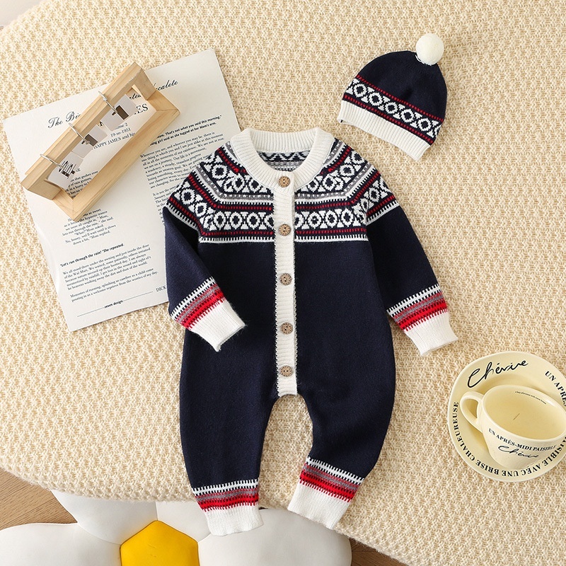 Baby Boy Sweater Long Sleeve Romper