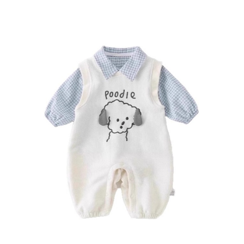 Baby Boy Cartoon Suspenders Long Sleeve Romper Set