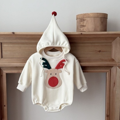 Cute Reindeer Embroidered Baby Romper Set