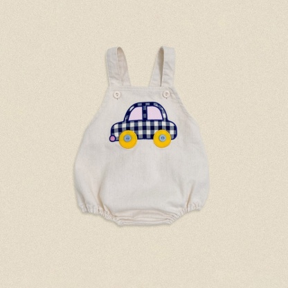 Car Embroidered Suspender Baby Romper Pants