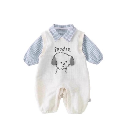 Baby Boy Cartoon Suspenders Long Sleeve Romper Set