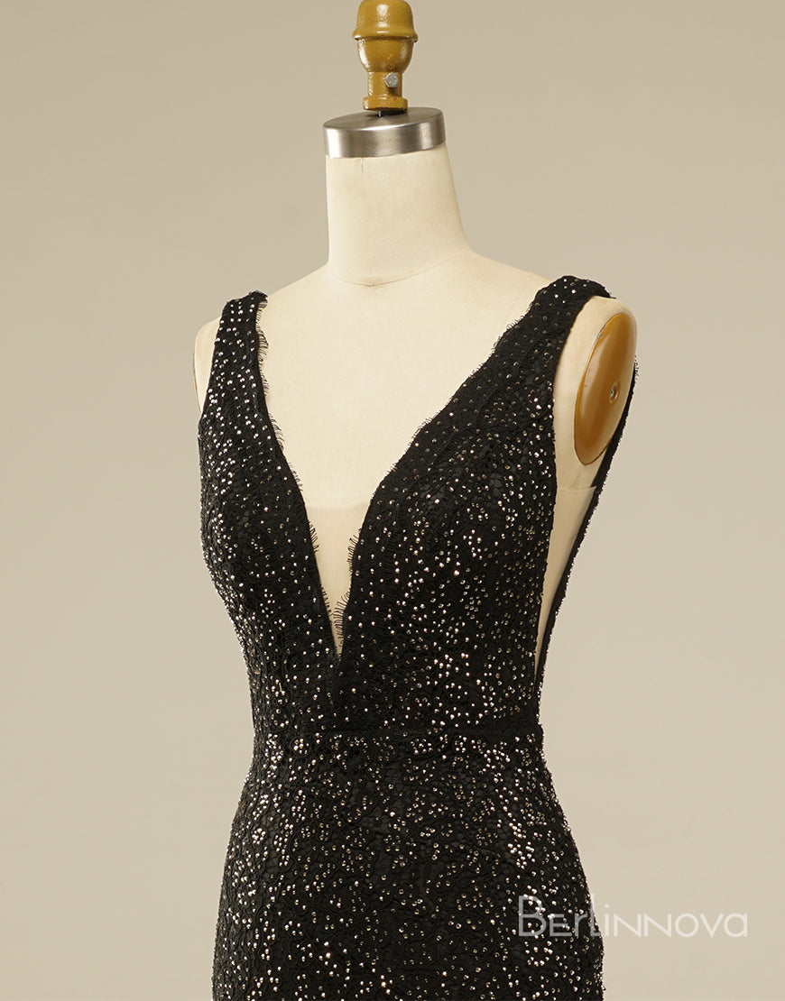 Elegant Glitter Rhinestone Lace Long Prom Dress